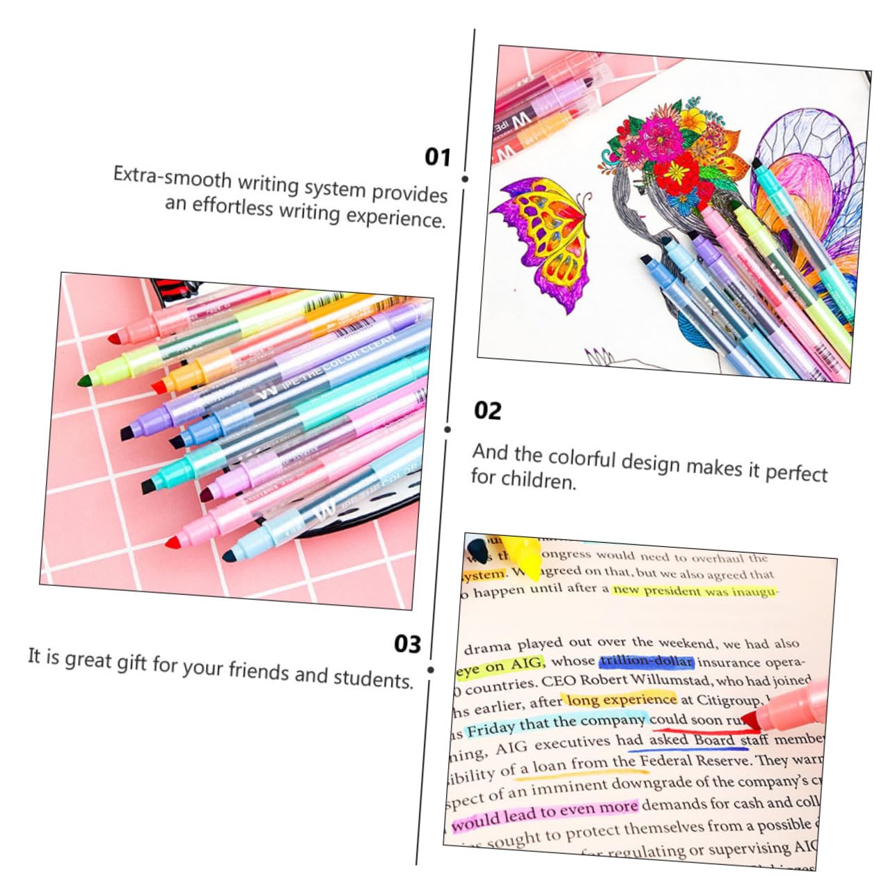 3 Juegos De Rotuladores Fluorescentes Borrables De Doble Punta Para Escritura Y Notas Útiles Escolares 10 Unidades X 3