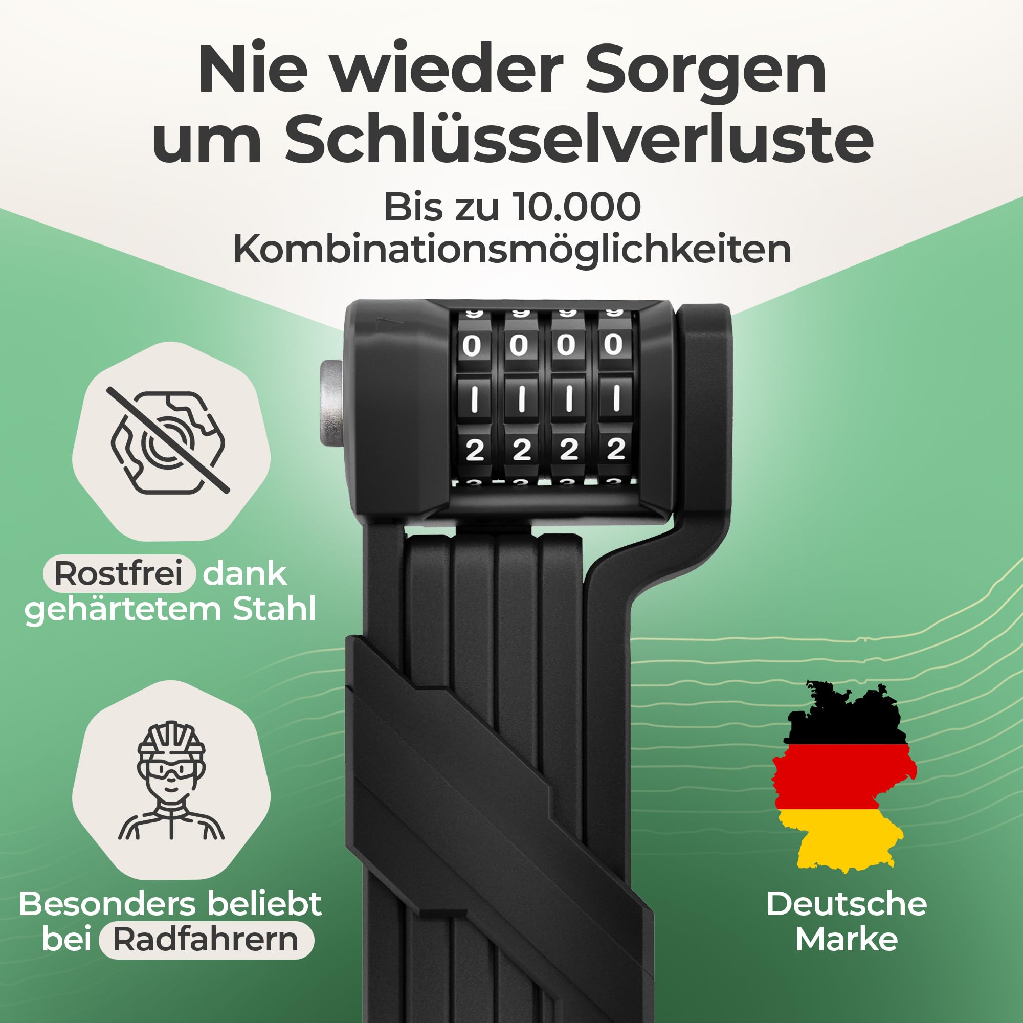 Faltschloss Fahrrad Diebstahlsicher [90cm] - Fahrradschloss hohe Sicherheit mit Halterung - Fahrradschloss Zahlenschloss, Fahrrad Schloss Faltschloss, bike lock, ebike, sh, Zahlencode