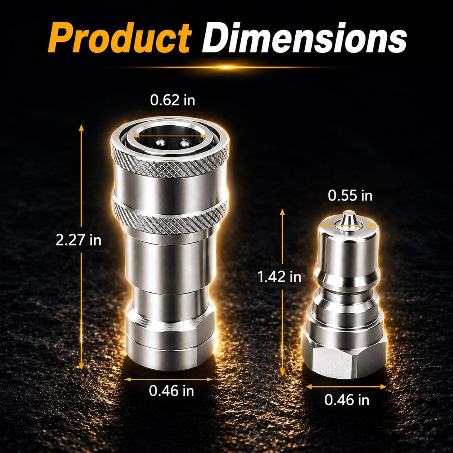 Hydraulic Quick Coupler Set 1/4 Inch NPT Compatible with Kubota B, BX, LA, RTV Series Hydraulic Quick Male & Female Coupler Replace#: 7J612-66323 K2581-66220