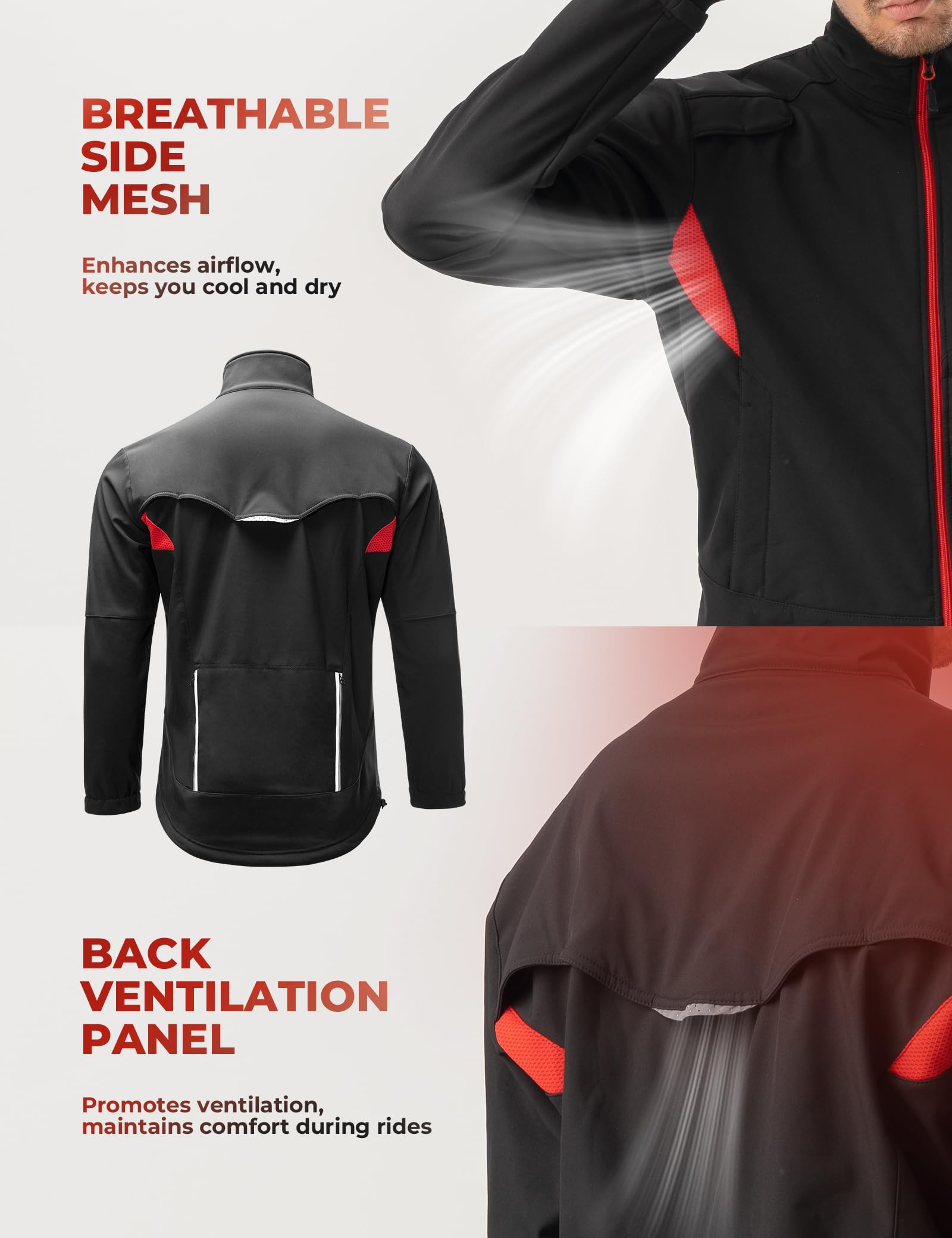 ROCKBROS Veste Polaire Hiver Homme Femme Chauffante Coupe-Vent Imperméable Réfléchissant Vélo VTT