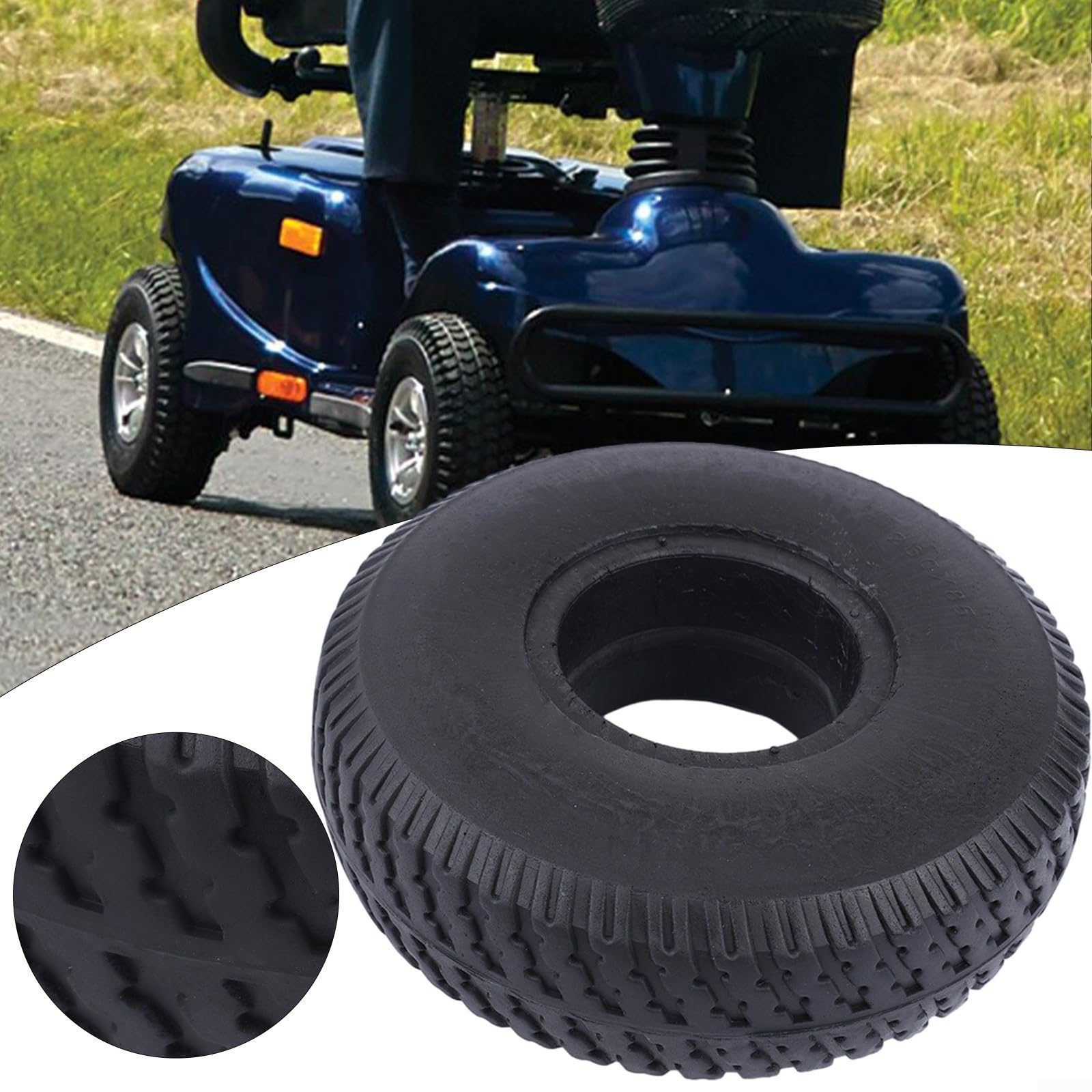 Pneumatico solido in gomma da 10 pollici 260 x 85 4 10/3 50 4 per scooter di mobilità del carrello, costruito per resistere all'usura a lungo termine