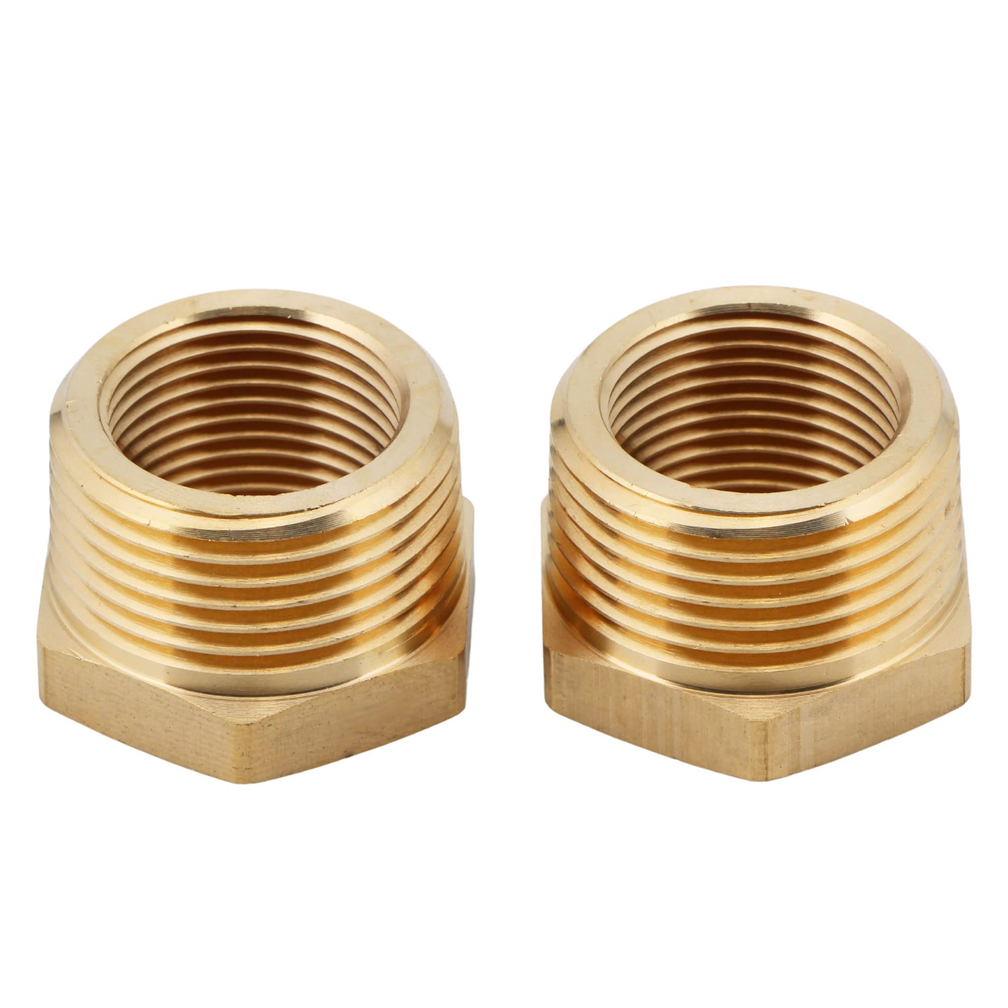U.S. Solid 2pcs Brass Reducer Hex Bushing Brass Threaded Pipe Fitting (1