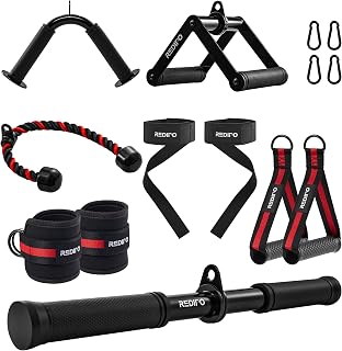 Cable Machine Attachment Set for Gym, LAT Pulldown Attachments Weight Machine Accessories for Home Workouts, Weight Fitness Equipment Cable Accessories, Black
