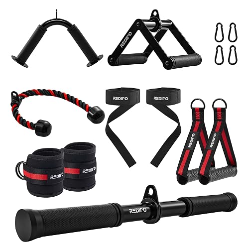 Redipo Cable Machine Attachment Set for Gym, LAT Pulldown Attachments Weight Machine Accessories for Home Workouts, Weight Fitness Equipment Cable Accessories, Black