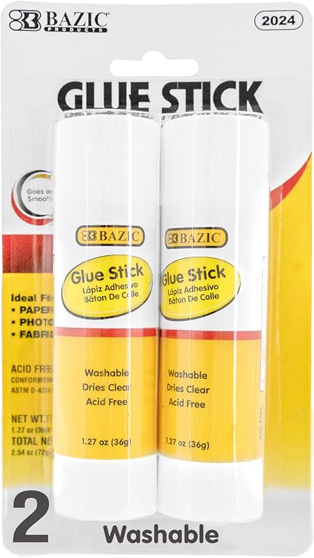 Glue Sticks, 1.27 oz (36 g), 2 Count | Dries clear, Twist-up, Washable, Acid-free, Photo-safe, Non-toxic, For school and craft projects