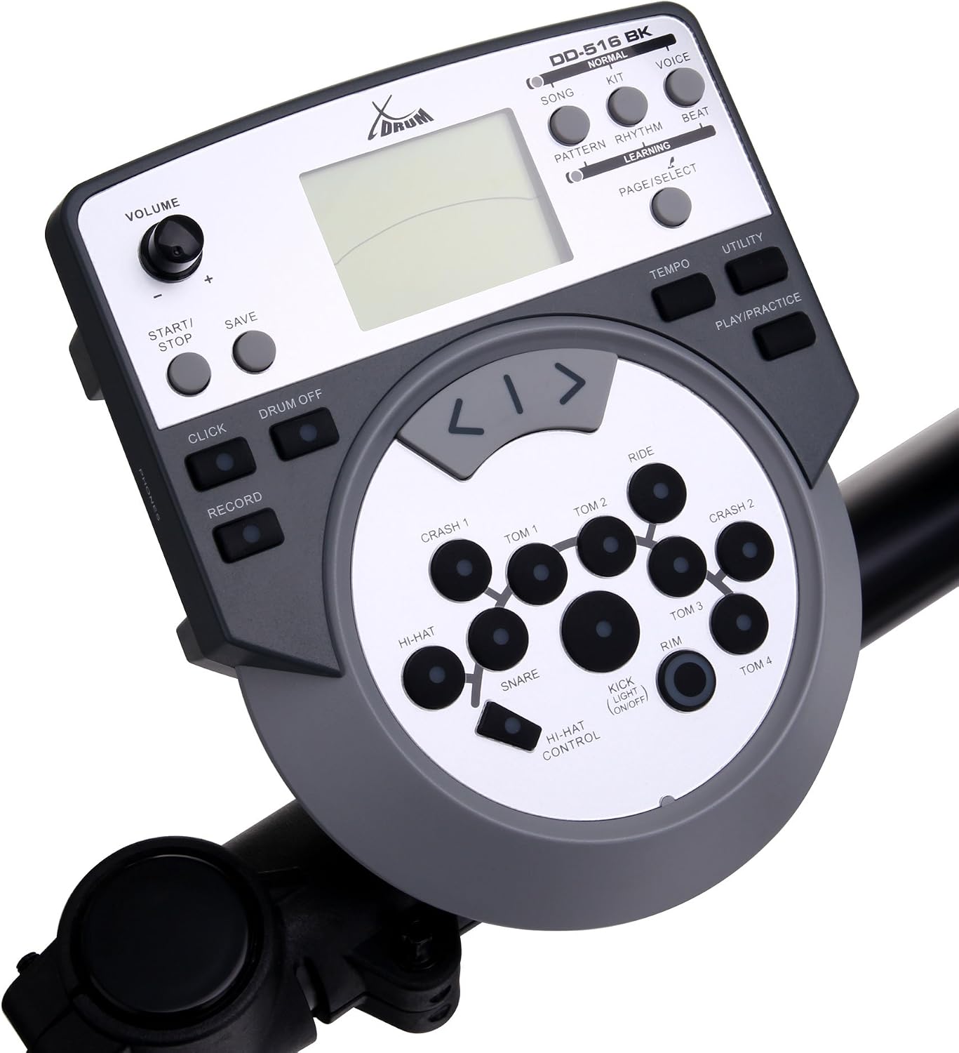 Close-up of the DD-516 sound module with display and control buttons