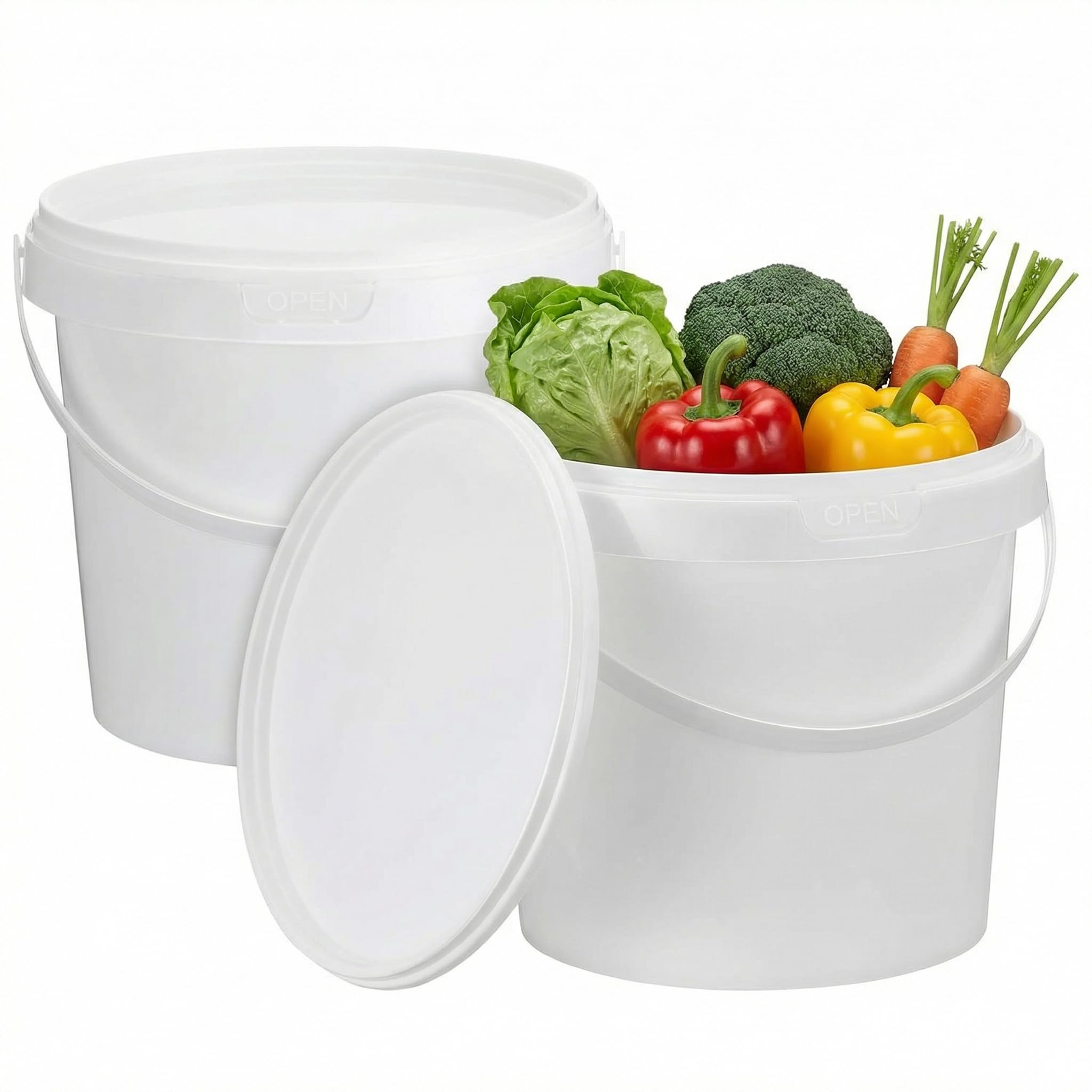 Cubo de plástico de 2L con asa para pintura y mezclas, evite derrames con su tapa estanca
