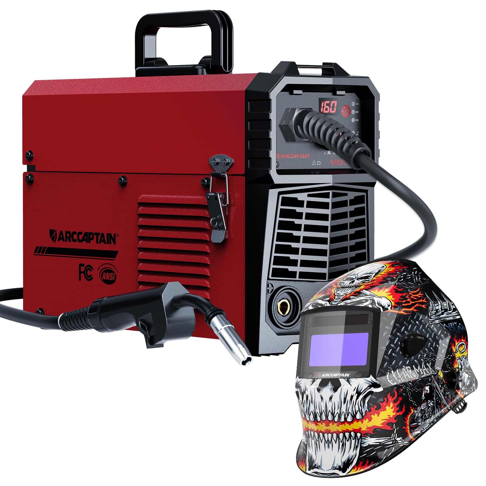 ARCCAPTAIN 160A MIG Welder 110V 220V 4 in 1 Welding Machine Gas