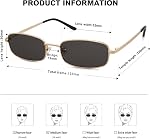 SOJOS Petites Lunettes de soleil Rectangle tendance Femmes Hommes, Rétro 80s 90s Y2k Chic Narrow Skinny Sunnies SJ1187