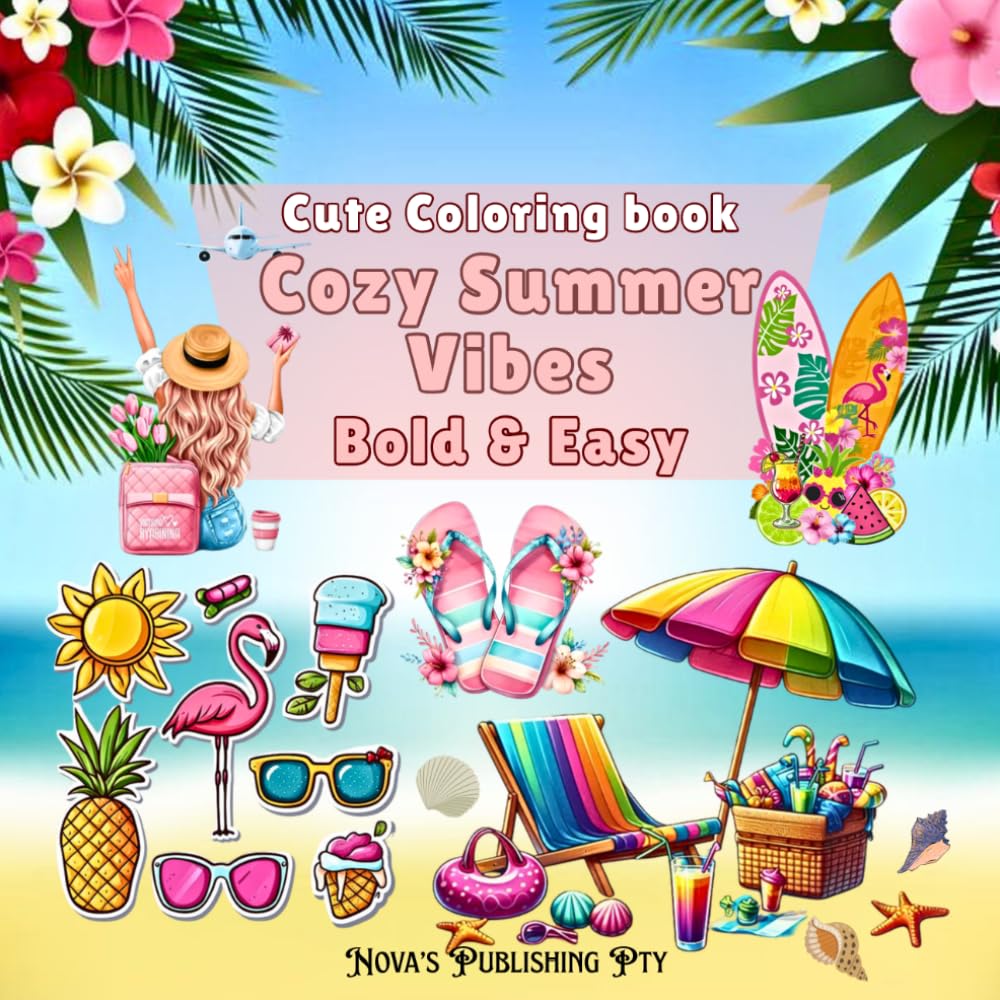 Cozy Summer Vibes: Bold and Easy Coloring Book