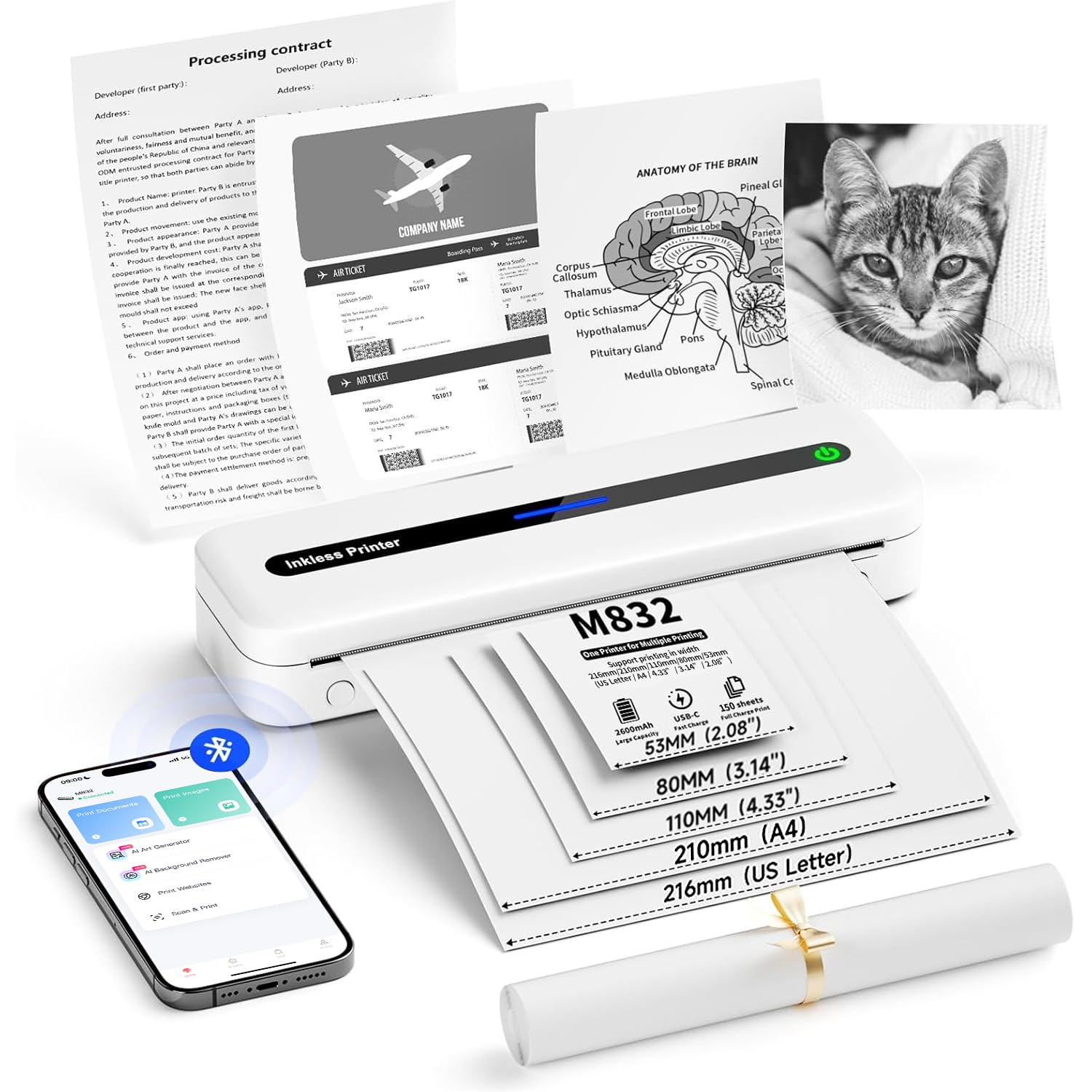 A4 モバイルプリンター 熱転写 ポータブルプリンター Bluetooth 小型 Amazon.co.jp: MUNBYN モバイルプリンター A4 家庭用および