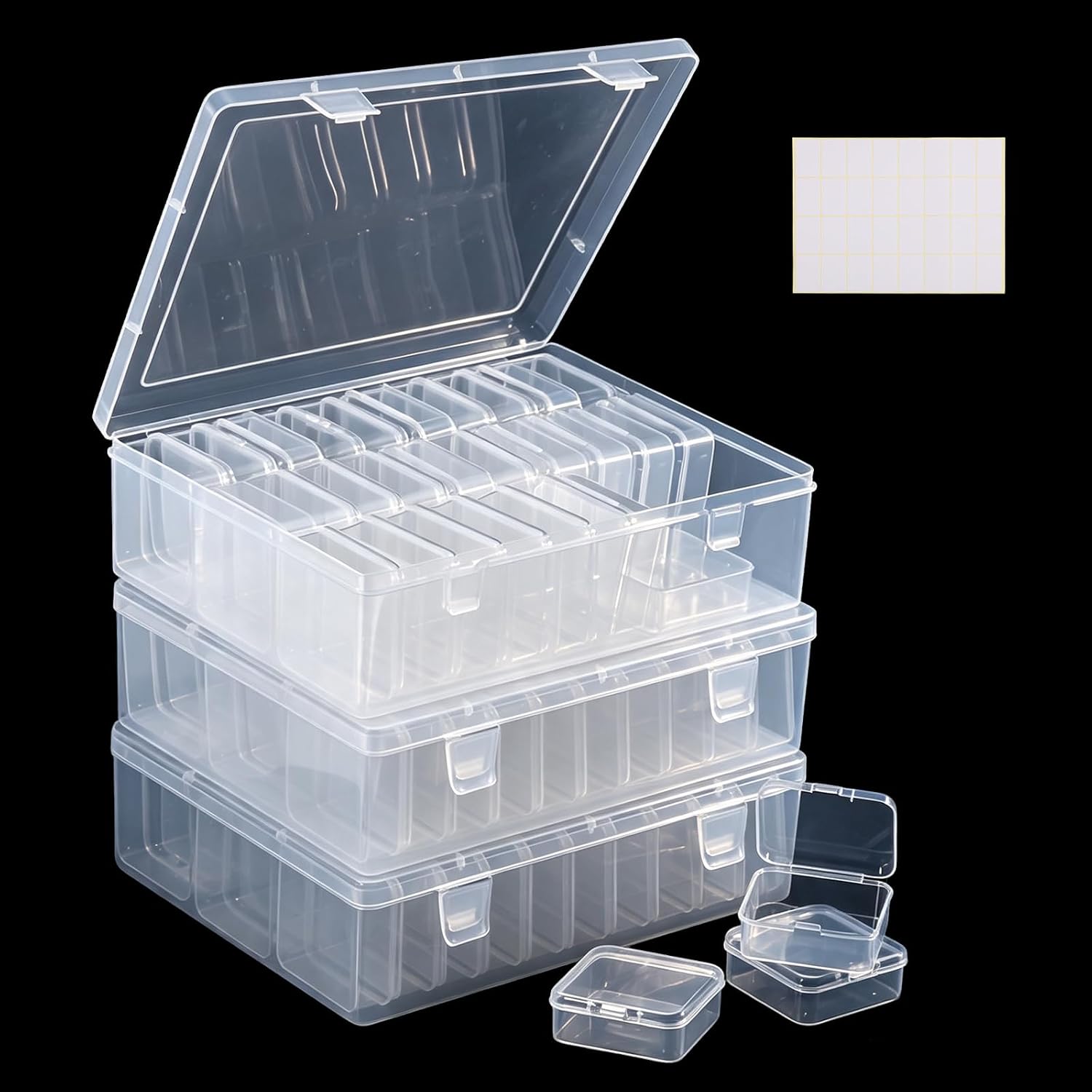 93 Pcs Small Bead Storage Containers Plastic Bead Organizer Box with Hinged Lid Clear Small Storage Case for Beads, Nail, Jewelry