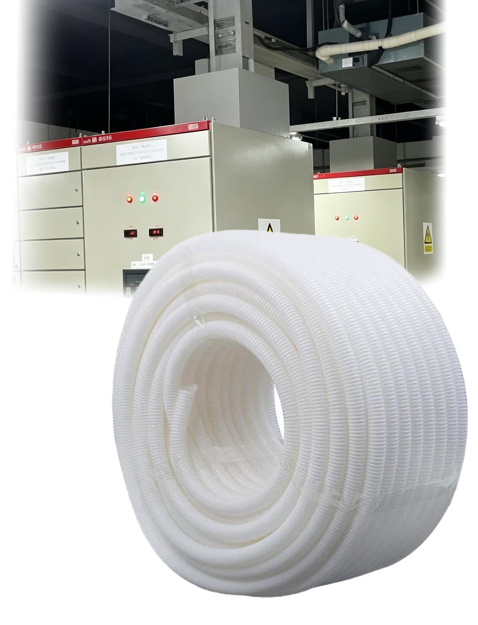 Tubo corrugato flessibile in PVC ignifugo per protezione cavi,