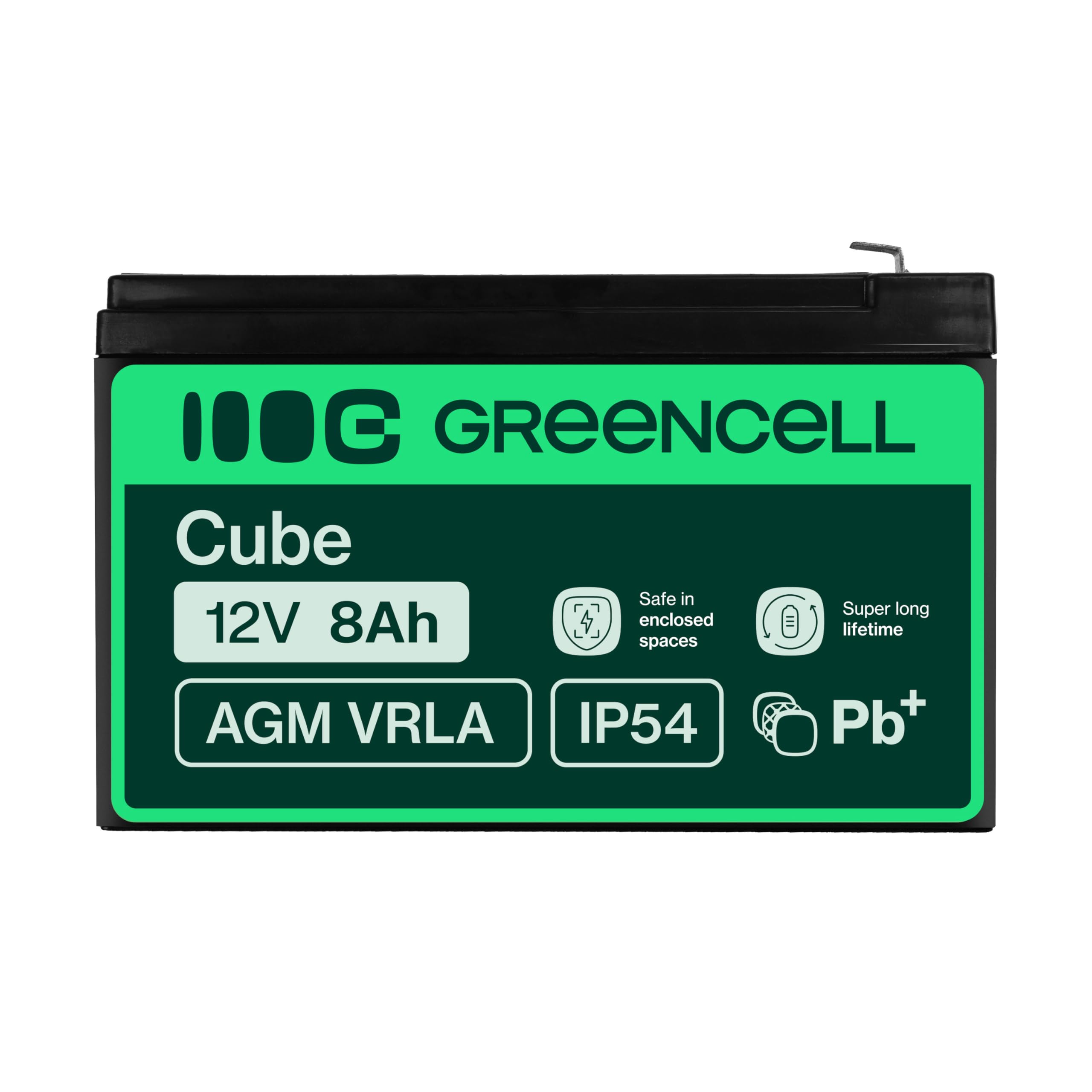 GreenCell® Batteria al piombo AGM 12V 8Ah Accumulatore Ricaricabile Sigillata VRLA Senza manutenzione Batterie di ricambio ermetica | giocattoli per bambini | Installazioni di allarme | UPS/USV