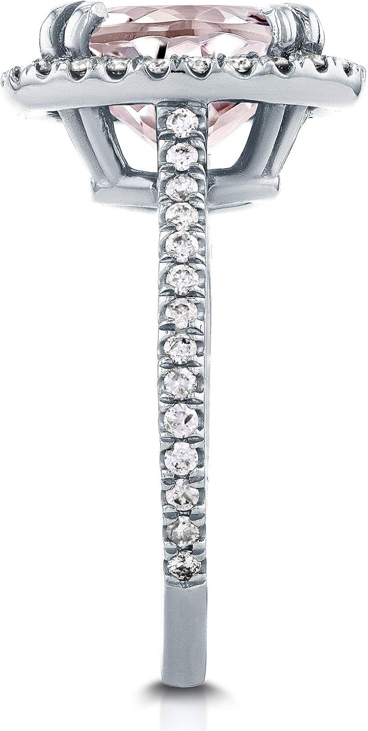 Kobelli Oval Cut Pink Kunzite and Diamond Halo Ring 3 7/8ct CTW 14k White Gold