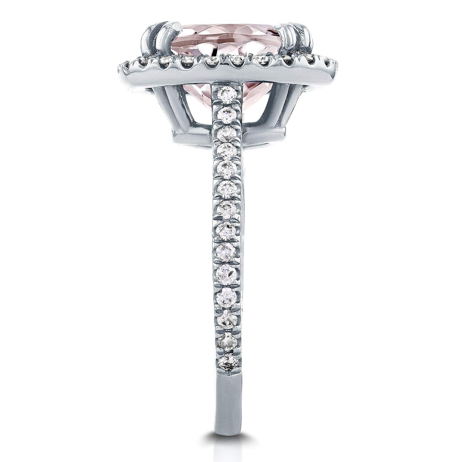 Kobelli Oval Cut Pink Kunzite and Diamond Halo Ring 3 7/8ct CTW 14k White Gold - Image 4