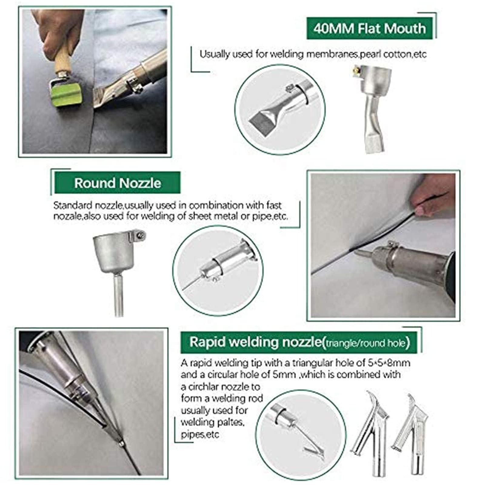 WZFANJIJ Hot Air Gun Vinyl Welding Heat Gun Flooring Tools Flooring Welding Kit 1600W Handheld Plastic Welder — view 5