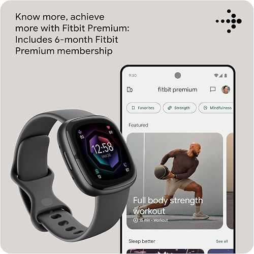 Google Fitbit Sense 2 Health and Fitness Smartwatch with built-in GPS, advanced health features, up to 6 days battery life - Compatible with iOS 15 or higher & Android OS 9.0 or higher - 10