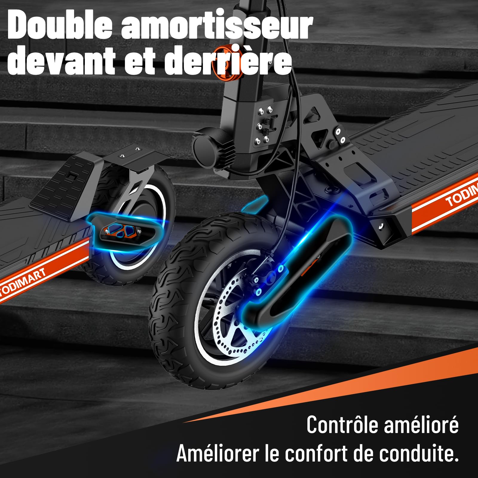 Trottinette électrique Adulte TODIMART S9 - Moteur 1000W, Batterie 48V 20.8Ah, Autonomie 85 Km, Tout Terrain