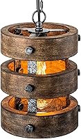Vista 12 de Paquete de 2 Luces Colgantes de Madera Estilo Granja para Isla de Cocina, Accesorios de Iluminación para Comedor sobre Mesa, Lámpara de Araña
