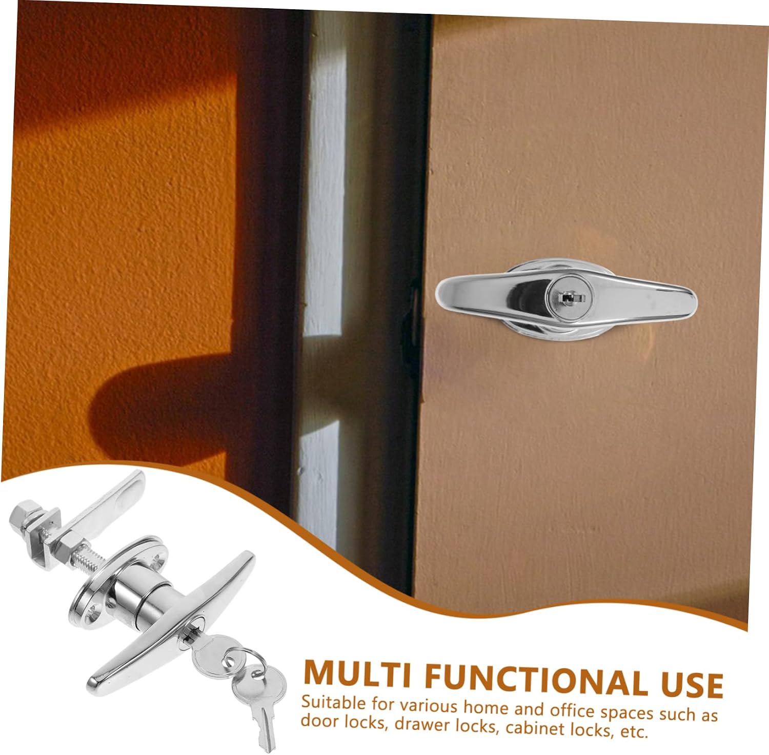 Handle Lock Garage Doors Weatherproof T-Shaped Handle Lock Keys Barn Gate Replacement Hardware