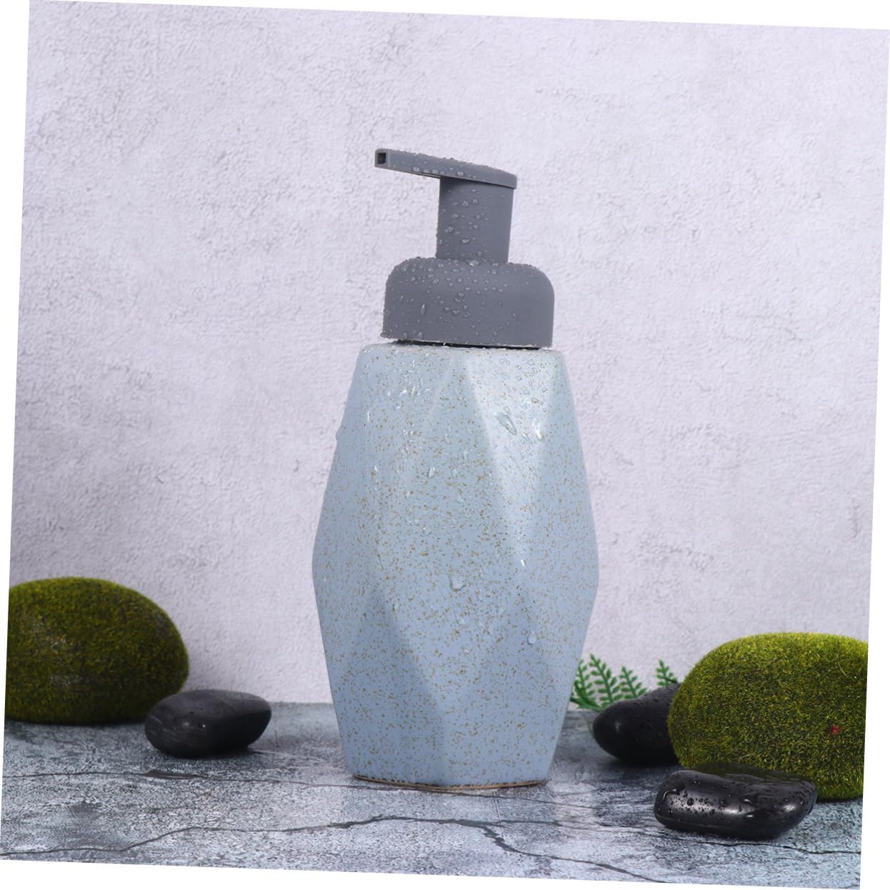 TIDTALEO 1Pc Ceramic Foaming Lotion Dispenser Press Button Blue Foaming Liquid Soap Bottle for Kitchen Bathroom Stylish Design Reliable Soap Pump for Easy Use