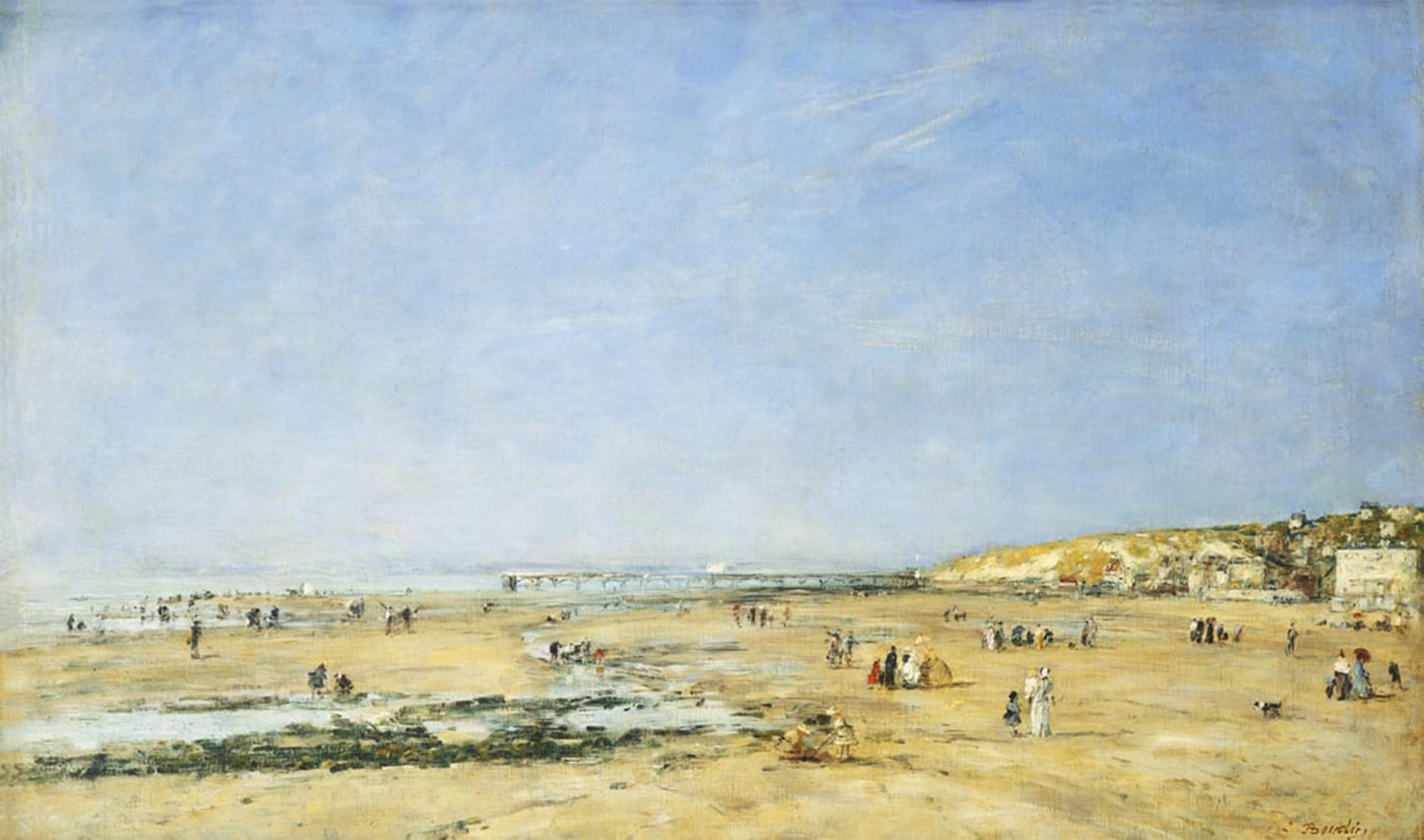 ARTXLXXBN Famous Print Painting Colorful Art Print Trouville General View of the Beach by Eugene Louis Boudin Canvas Art Decorations for Home Decor 60x90cm