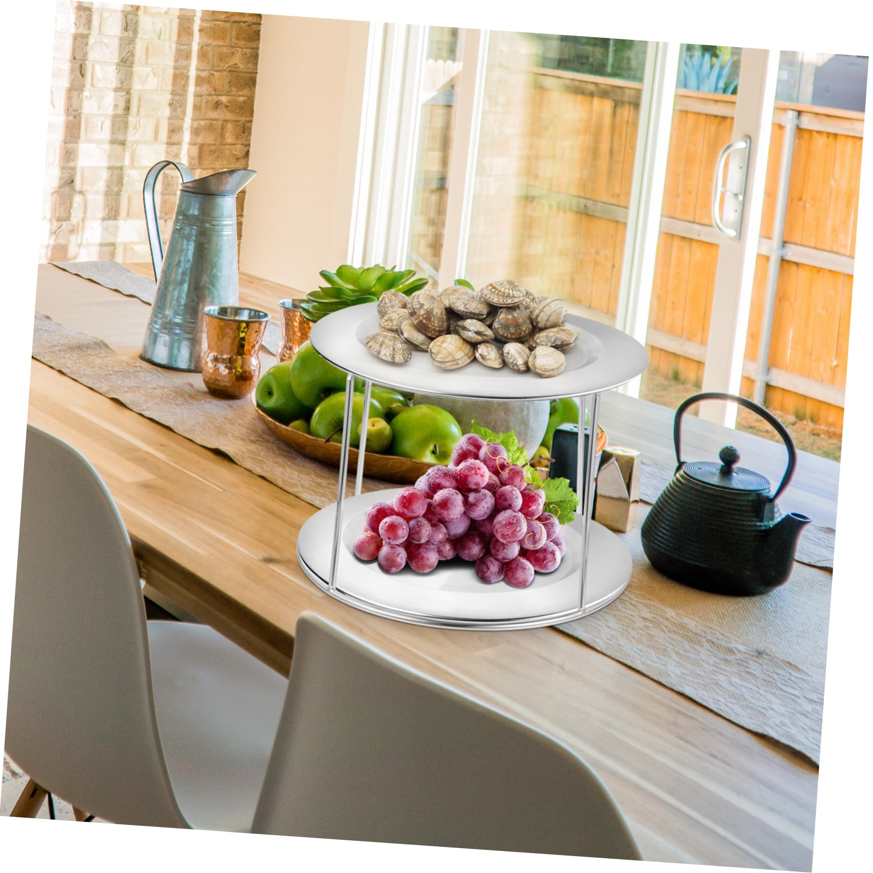 SOLUSTRE Stainless Steel Seafood Display Rack Double Food Tray Holder Stand for Buffets Resistant Desktop Seafood Holder Elegant Design for Parties and Events