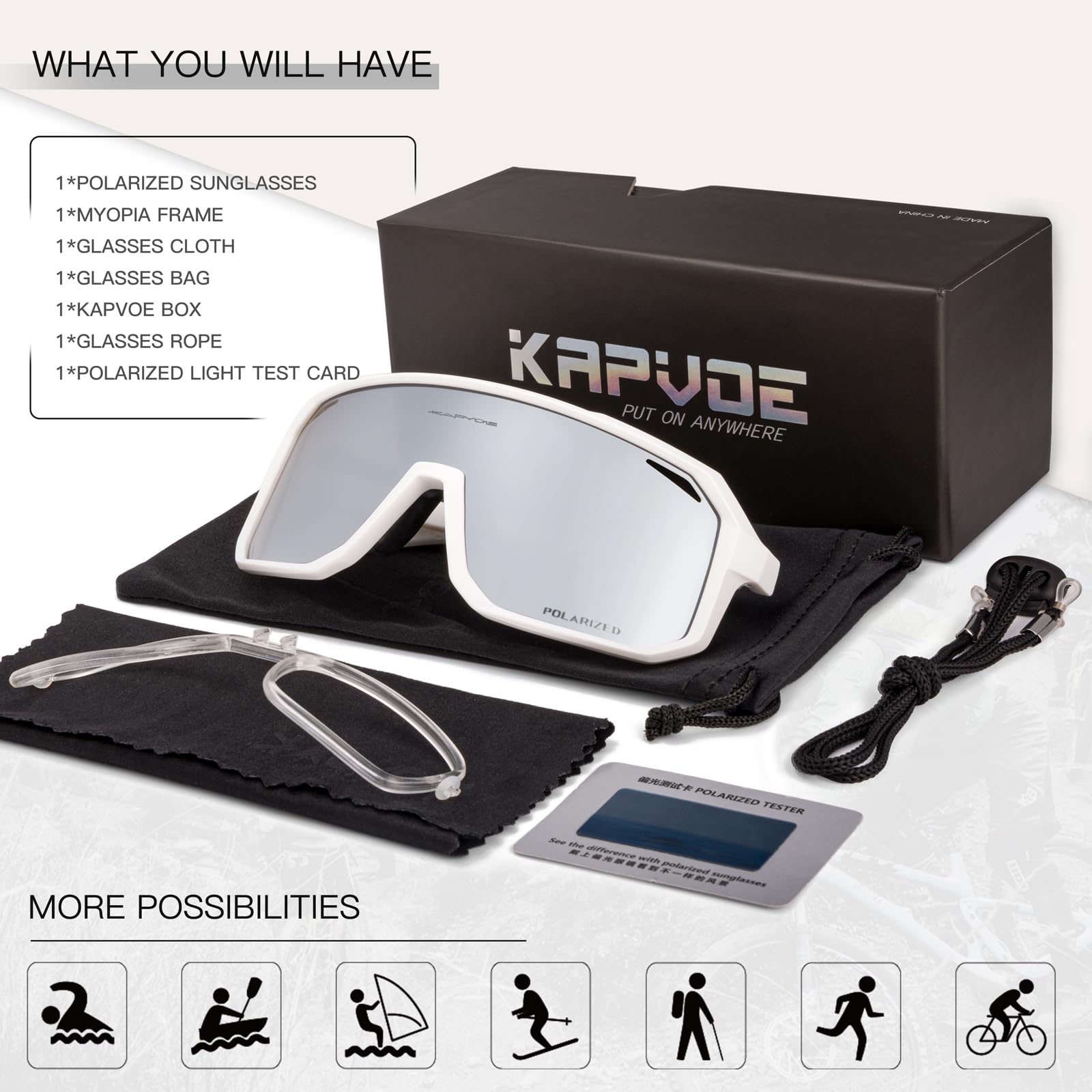 KAPVOE Polarizzati Occhiali da Ciclismo Uomo Occhiali MTB Donna Occhiali Bici da Corsa Occhiali da Sole Sportivi Occhiali da Sole Ciclismo Occhiali Mountain Bike Occhiali Running Golf Baseball Pesca