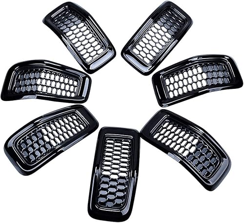 Miniatura 2 de Astra Depot 7 piezas de insertos de parrilla negro mate compatibles con Jeep Cherokee 2014-2018 insertos de rejilla delantera de panal de abeja