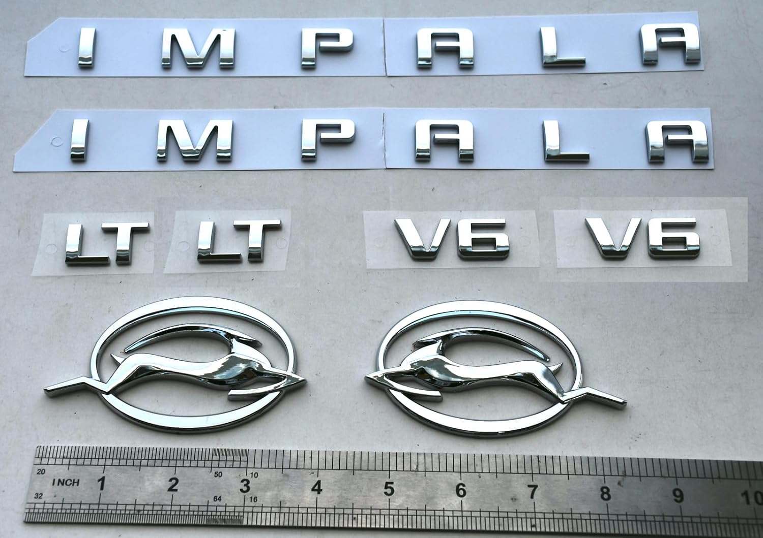 8Pcs Impala LT V6 Body Emblems 3D Car Badge Letter Decal Nameplate Compatible with 2014-2020 Impala 84301582 (Chrome)