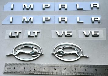 8Pcs Impala LT V6 Body Emblems 3D Car Badge Letter Decal Nameplate Compatible with 2014-2020 Impala 84301582 (Chrome)