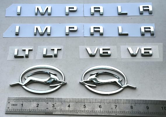 8Pcs Impala LT V6 Body Emblems 3D Car Badge Letter Decal Nameplate Compatible with 2014-2020 Impala 84301582 (Chrome)
