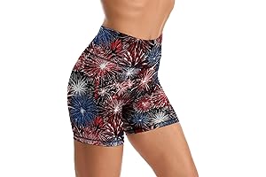 American Women's Fashionable High Waisted Biker Shorts for Fitness, Yoga, Athletic Workouts, and Running