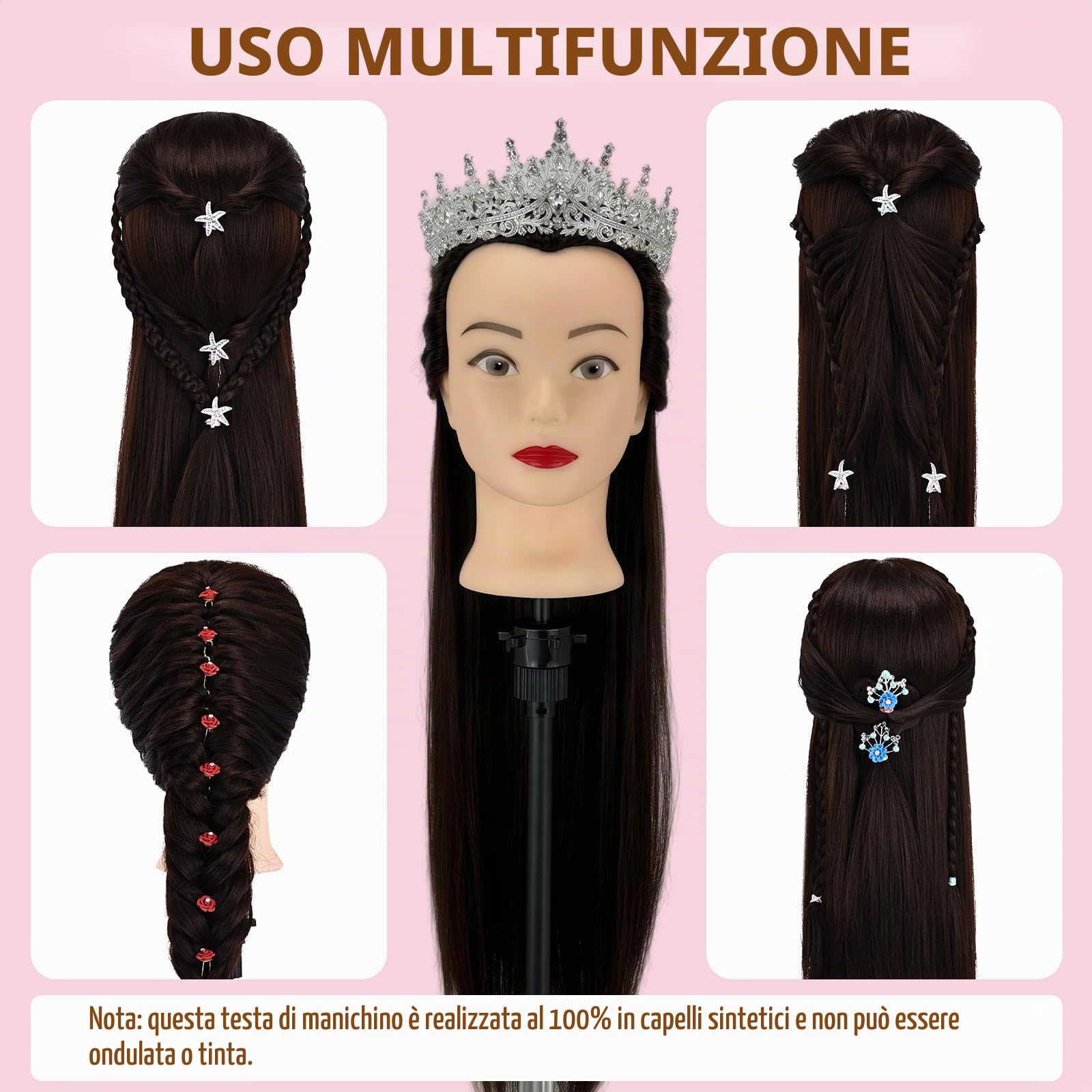 Set professionale da parrucchiere per bambini – Testa di manichino con supporto per parrucchieri e parrucchieri (Järnhaltig)