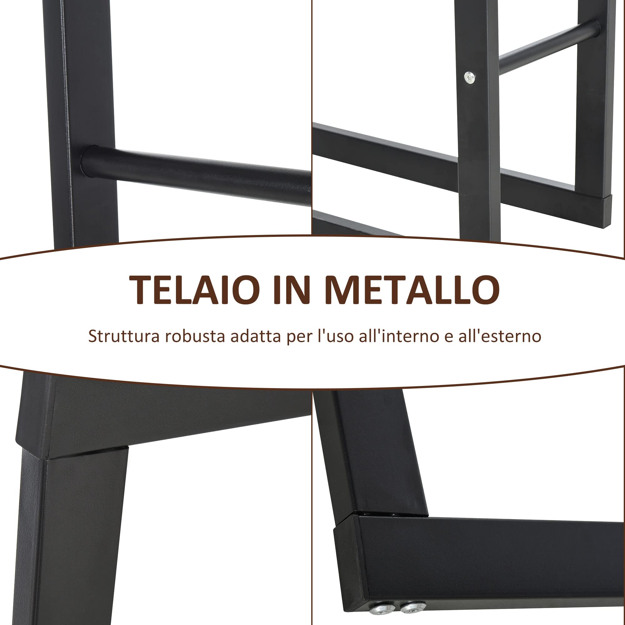 HOMCOM Porta Legna da Interno Verticale con Portata 100 kg max, Legnaia da Esterno e Interno in Metallo, 60x25x150 cm, Nero