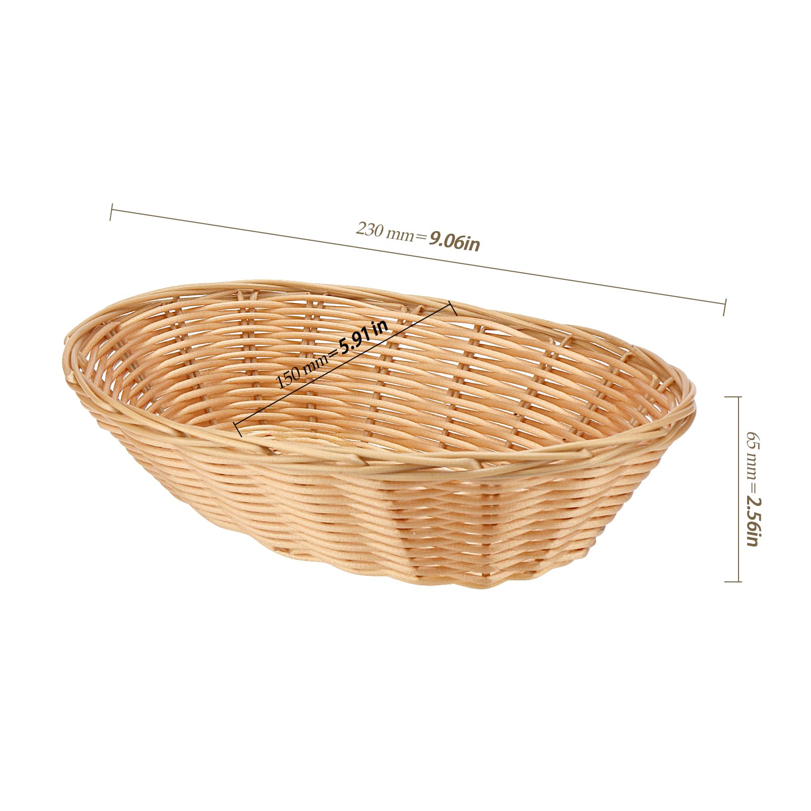 Lot de 20 paniers à pain ovales de 23 cm, paniers à pain tissés, paniers de rangement pour aliments jaunes, paniers à pain pour servir des légumes, des fruits