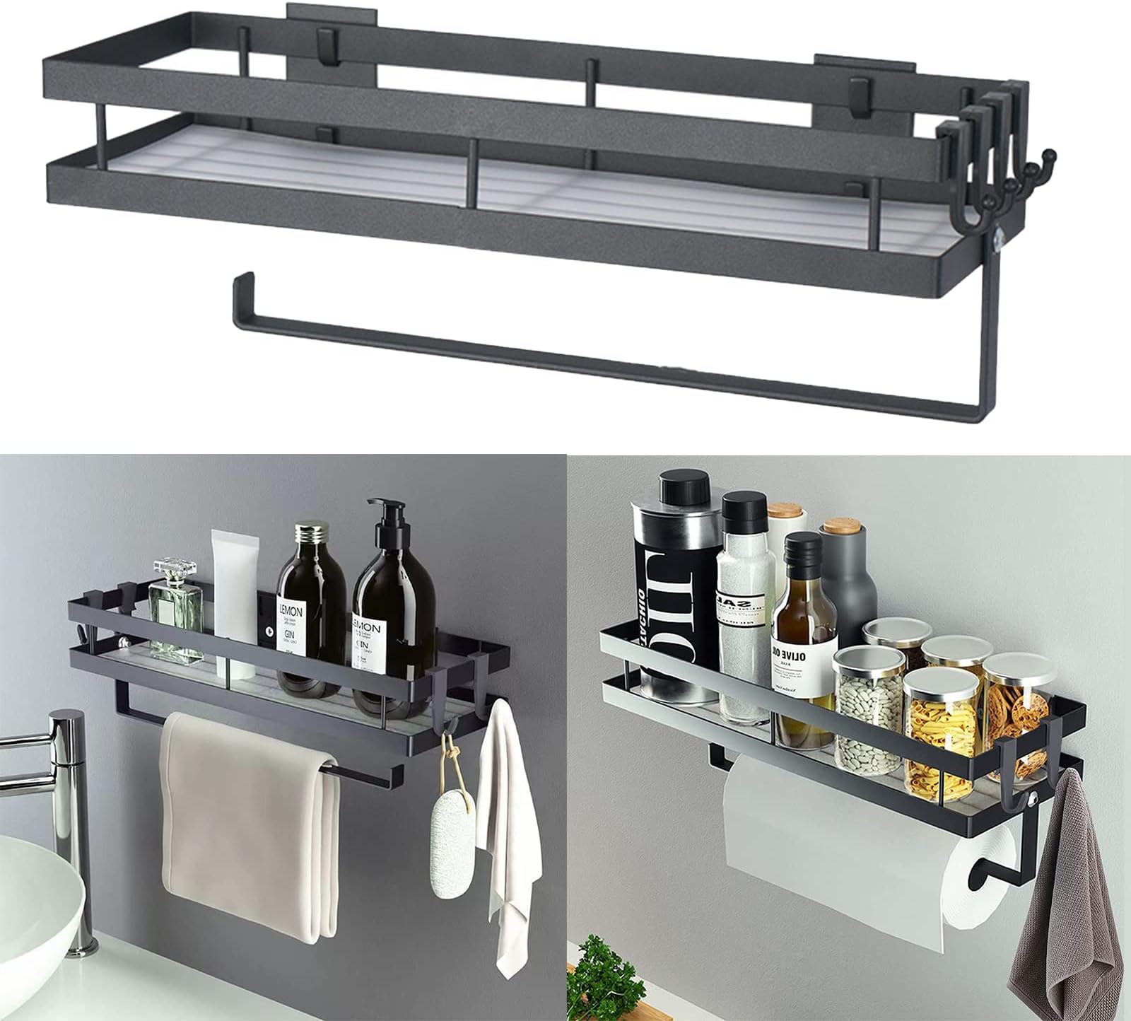 Mensola Cucina Mreechan - Alluminio, 40x13x10 Cm, 6 Ganci Mobili, Installazione Senza Fori - Foto 8