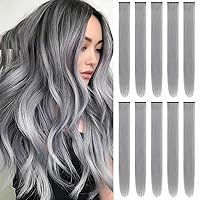 Vista 18 de Extensiones de cabello sintético de 22 pulgadas, extensiones de cabello sintético largo y lacio con clip, extensiones de cabello sintético para Negro