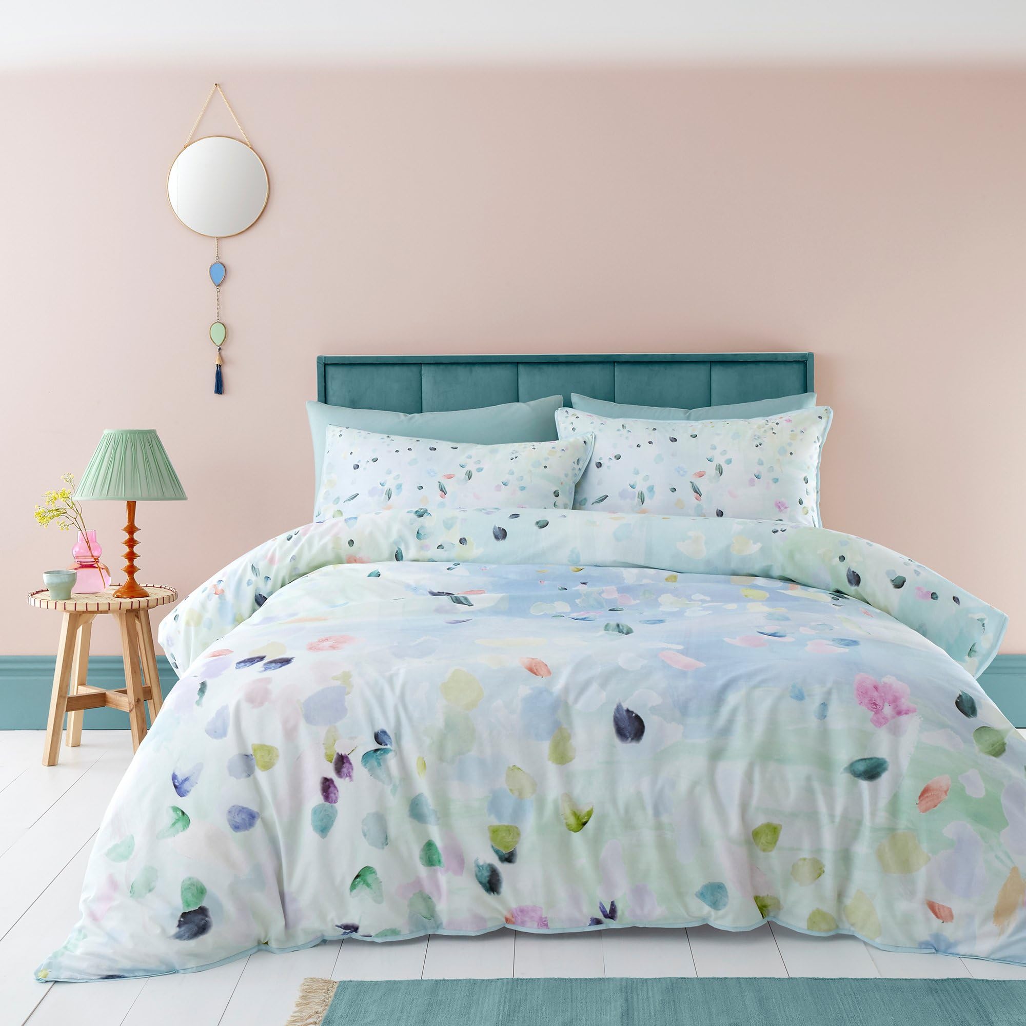 Appletree, Duck Egg Spring Duvet Cover, Single Bedding Size (135 x 200cm), Soft 100% Cotton, 1 Pillowcase