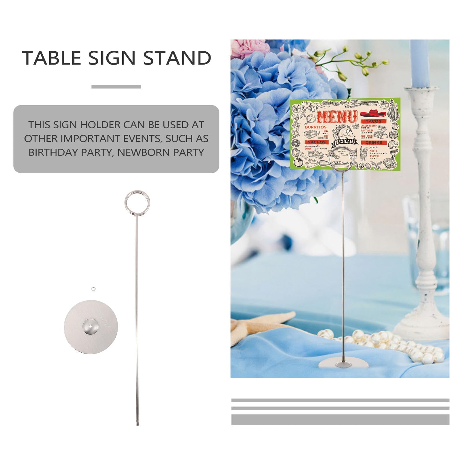 Housoutil 5 Pièces Lot de Porte-Cartes de Table Acier Inoxydable Épais Support Stable pour Numéros de Table Menus Cartes de Commande pour Mariage Anniversaire et Fêtes