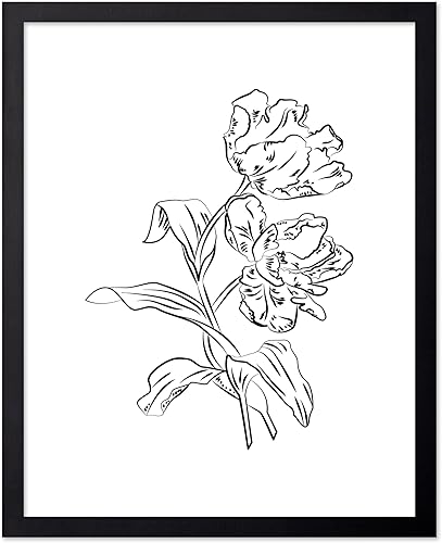 Miniatura 602 de Poster Master Póster de peonías – Estampado de flores retro – Ilustración floral – Ilustración en blanco y negro – Diseño de línea y abstracto –