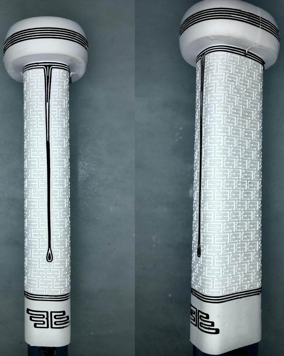 Buttendz Sentry Empuñadura de Repuesto para Palo de Hockey de Portero - Control de Precisión con Perilla Sobredimensionada, Textura Mejorada (Blanco con Goteo Negro)