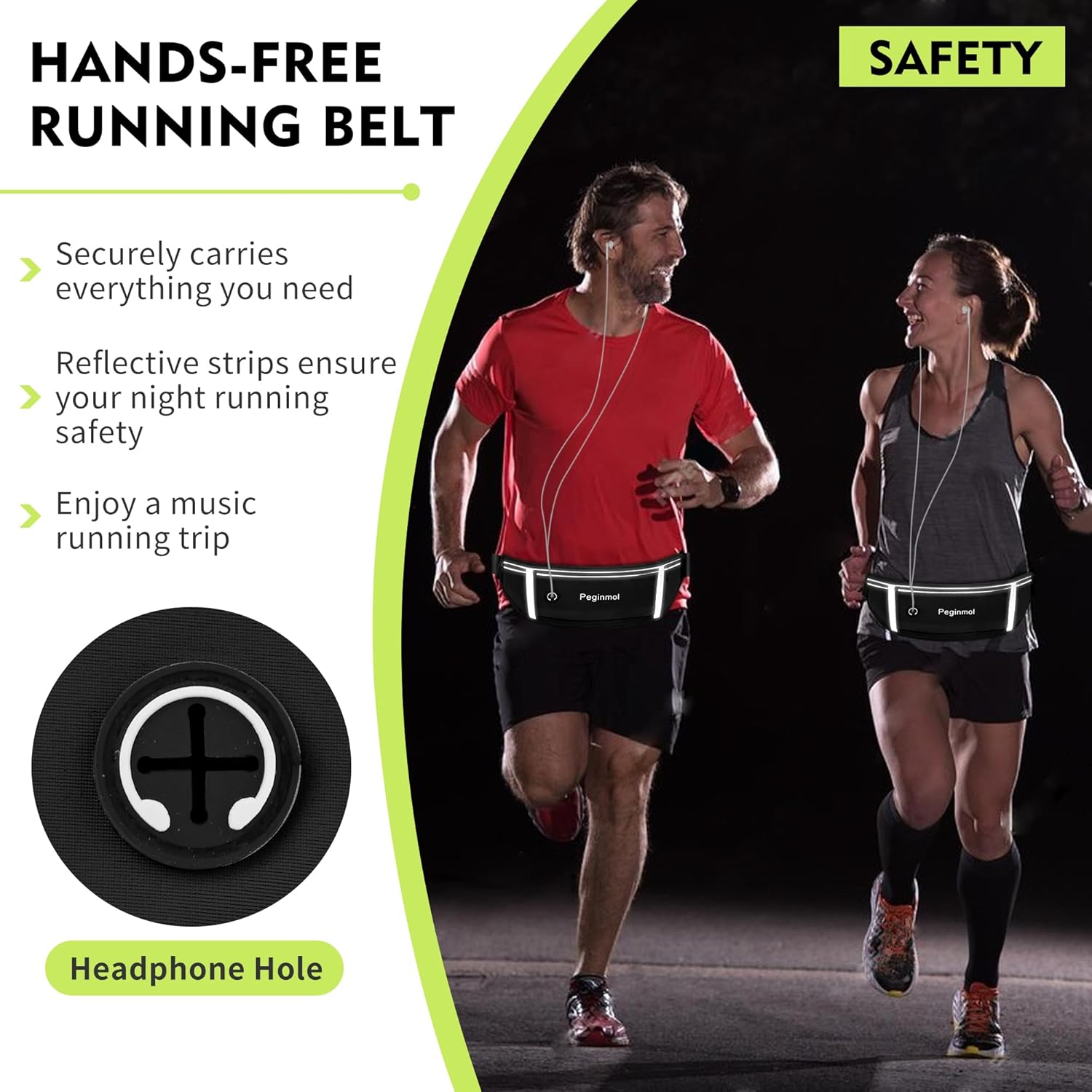 Slim Running Belt Fanny Pack, Waist Pack Bag for Women Men, Running Pouch for Phone Waterproof Reflective with 3 Pouches, Running Phone Holder for Sports, Traveling (Black) - Image 5