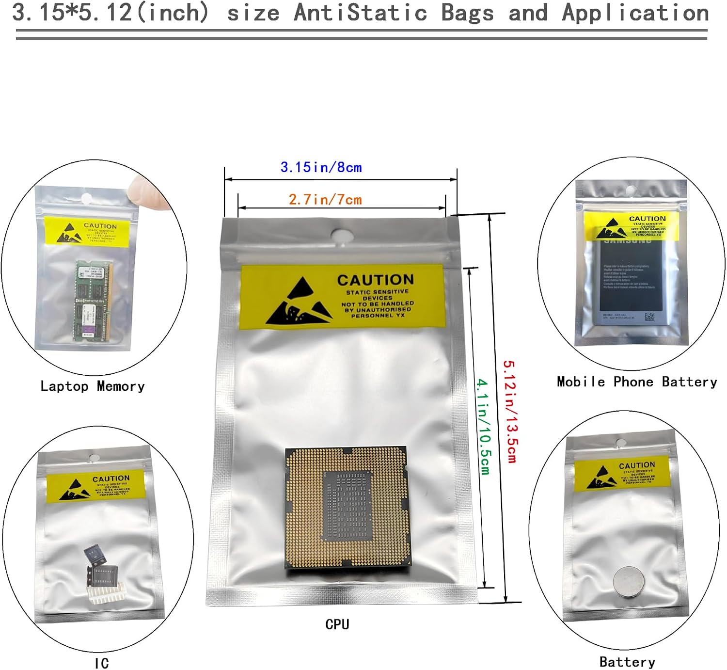 36pcs Multi-Size Anti Static Bags Resealable Shielding ESD Bag