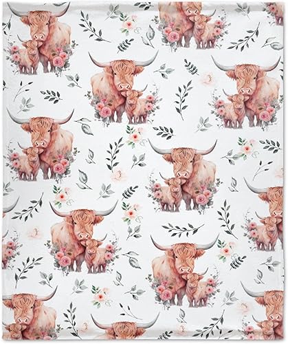 Miniatura 10 de Highland Cow - Manta de franela ultra suave y acogedora, manta de forro polar ligera y mullida, manta de felpa cálida para sofá, cama, 60 x 80