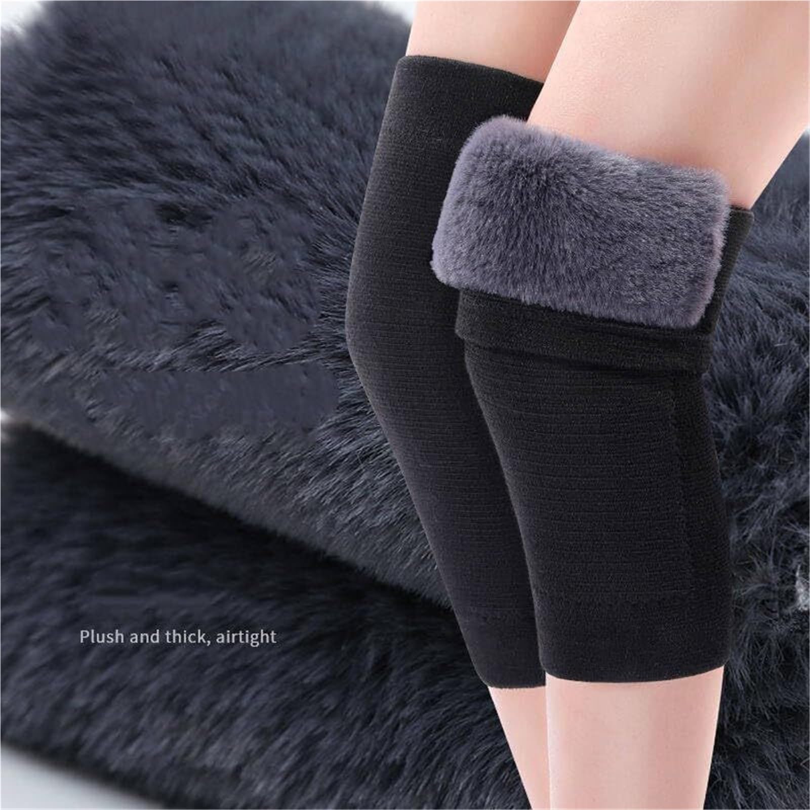 Ginocchiera Sport di Forza Ginocchiere con Gambe Calde E Imbottitura in Peluche Adatte for Gli Sport all'Aria Aperta Supporto al Ginocchio(Black,XXL)