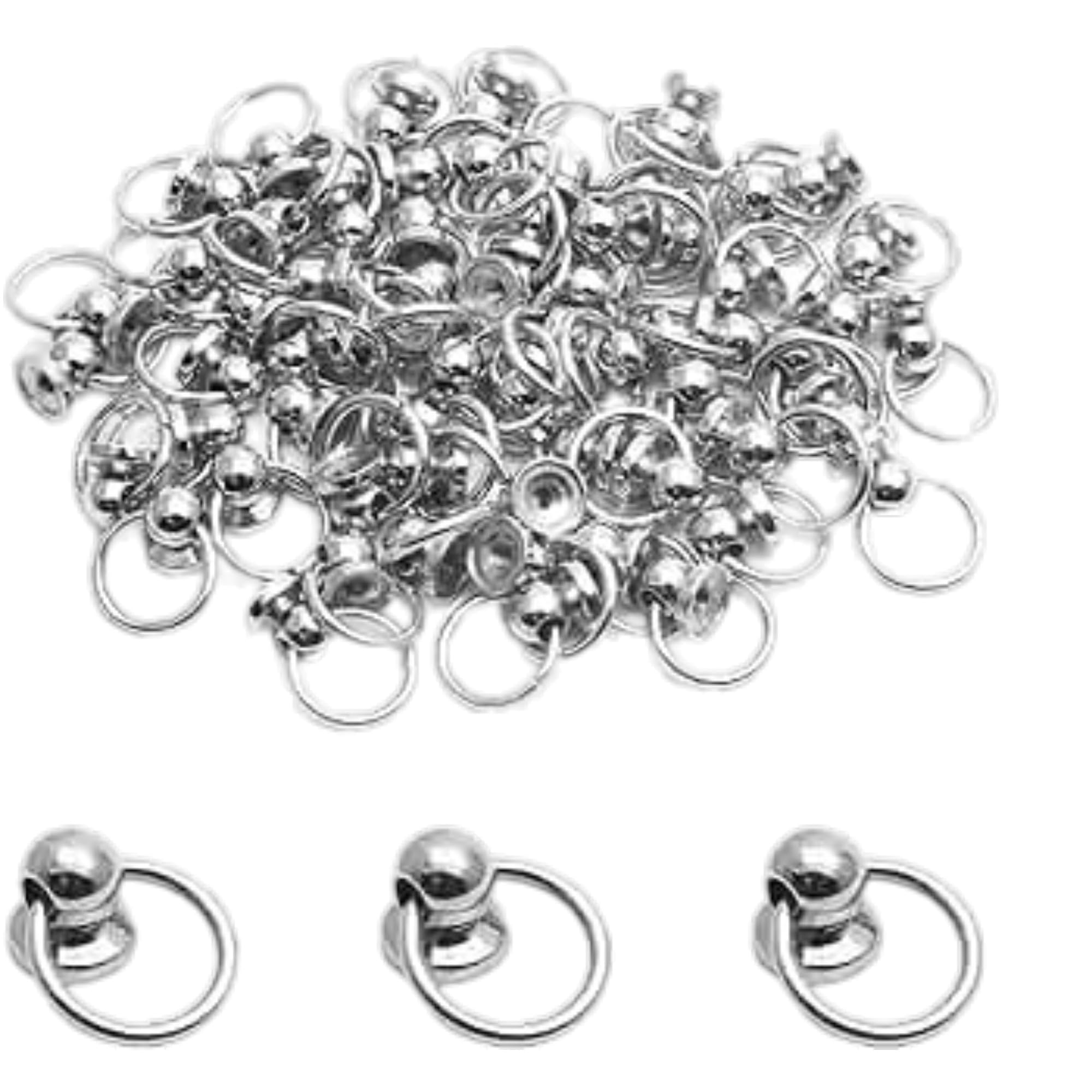 12PCS Screwback O Ring Rivets 8mm – Metal Round Head Studs for Leather Craft DIY | Purse, Wallet, Phone Case (Silver)-image-33