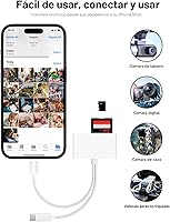 Vista 3 de Lector de Tarjetas SD para iPhone iPad Cámara con USB C, Lector de Tarjetas de Memoria USB 3.0 con Ranura Dual Soporta Tarjetas SD/TF Visor