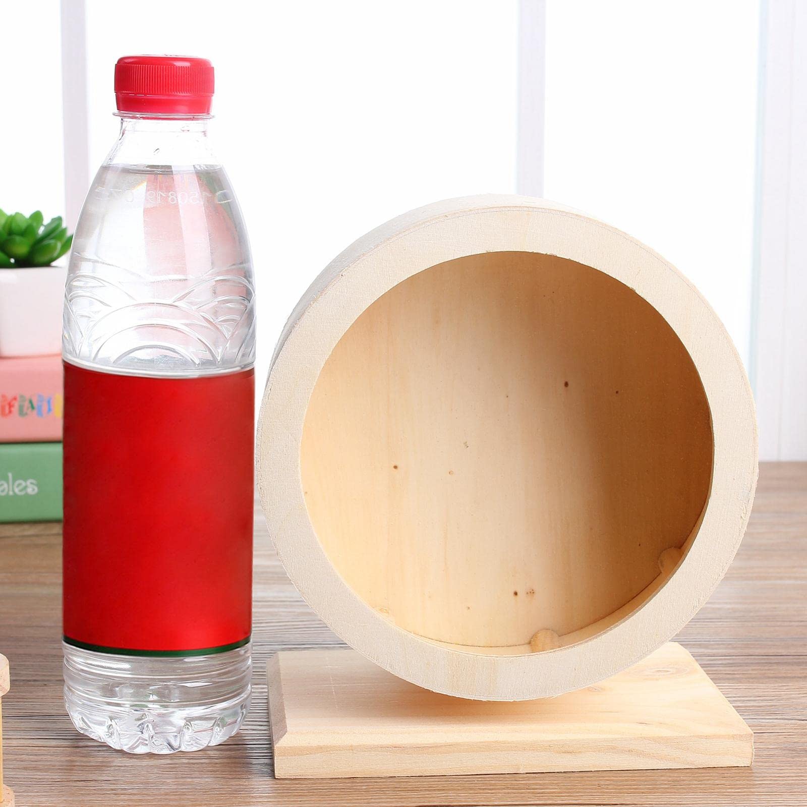Générique Roue d'exercice Silencieuse pour Hamster, Roue en Bois, Base Antidérapante, Accessoire pour Petits Animaux, Fonction Décorative, Convient Aux Peti, M